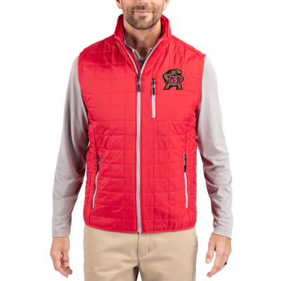 Men's Cutter & Buck Red Maryland Terrapins Rainier Eco Insulated PrimaLoft Full-Zip Puffer Vest